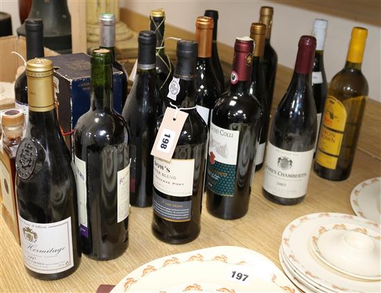 A mixed collection of wines and spirits,